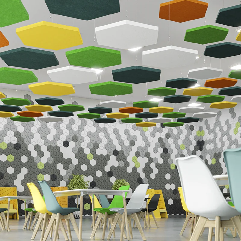 Decorative absoring insulation wave baffles felt polyester fiber wall curved pet acoustic ceiling panels