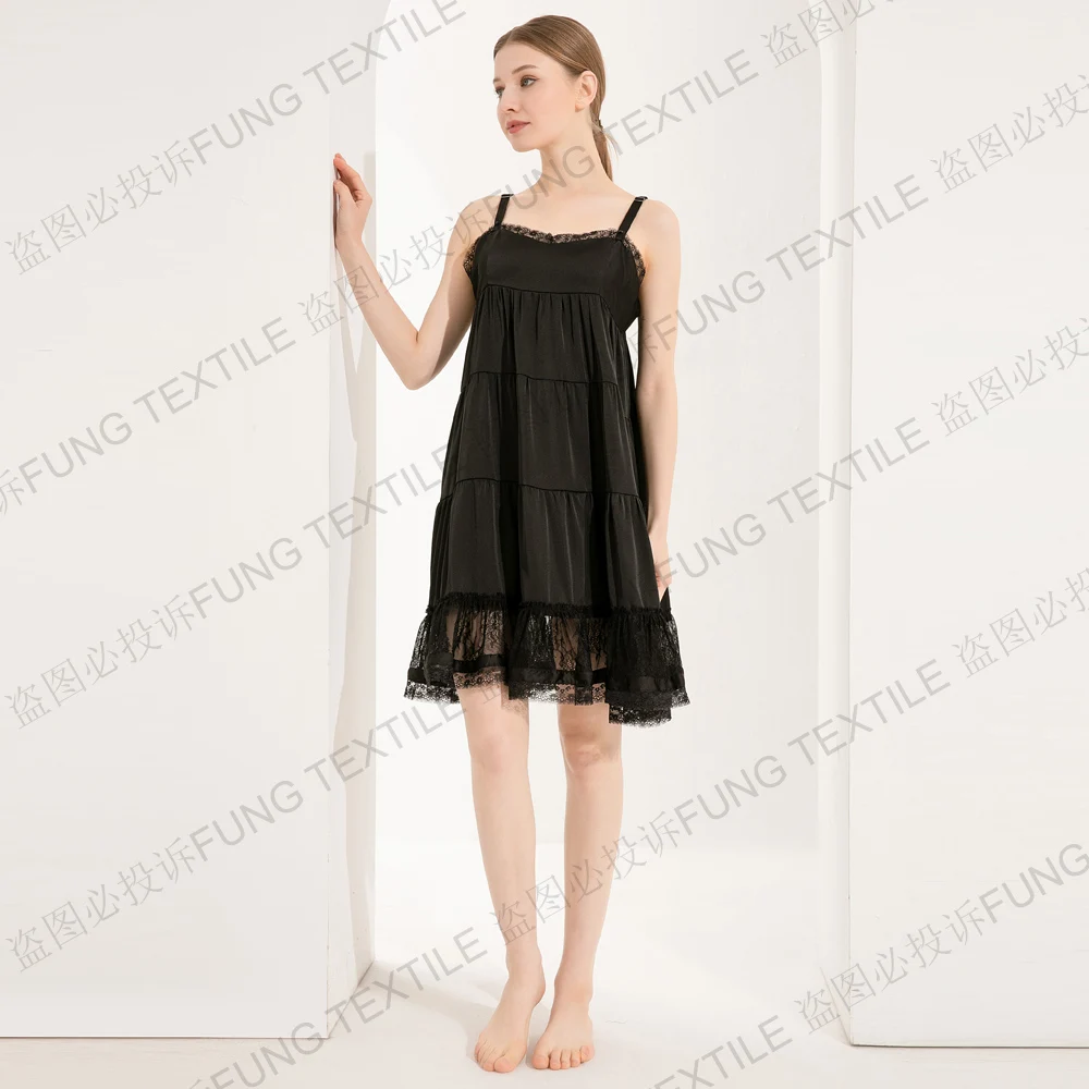 FUNG 6032 Silk Satin Bridesmaid Satin Women Sleepwear SPA Beauty Dress
