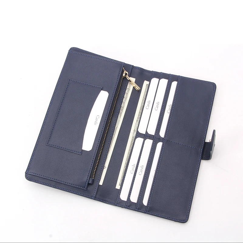 Womens RFID Blocking Long Purse Wallet Ostrich Pattern PU Leather Long Wallet