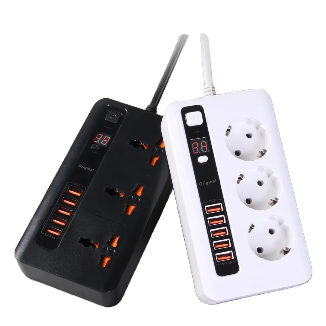desk universal power outlet socket 3-bit socket 5 USB  with timing function power strip