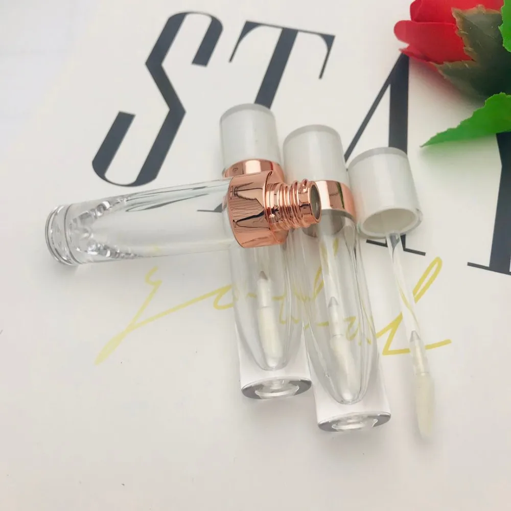 10/20/50 PCS 5ML ABS Lip Gloss Tube Empty Plastic Tubes With Black White Rose Gold  Cap Cylinder Small Lip Gloss Packaging Tube