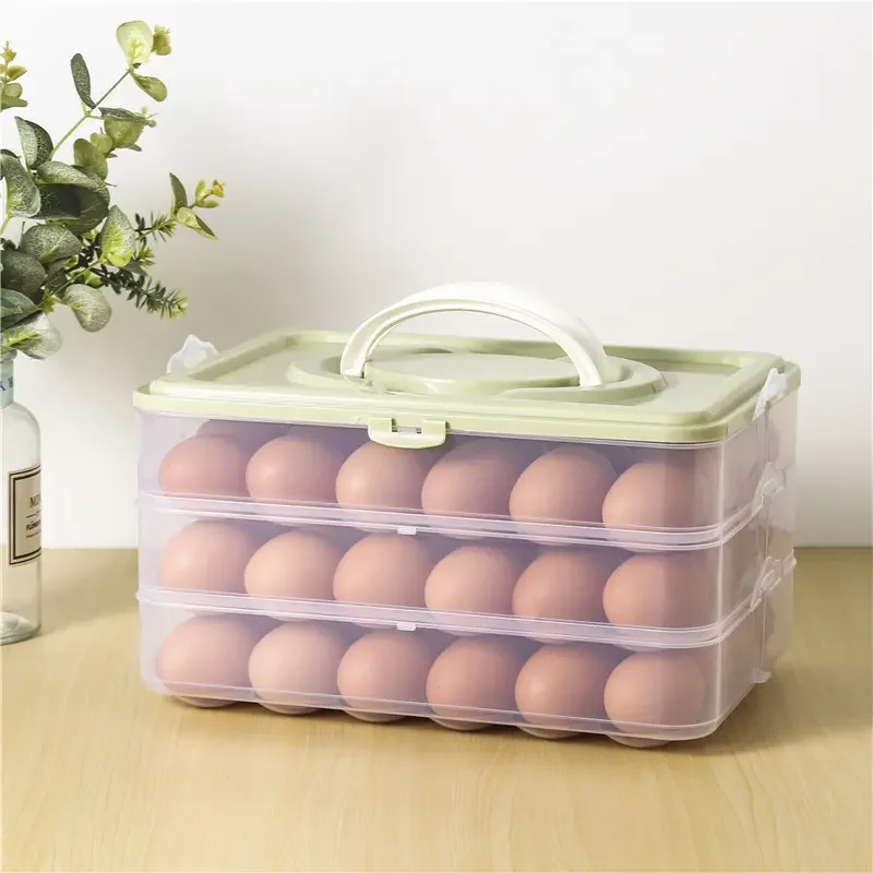 Large portable refrigerator food eggs storage box 24 egg tray kitchen dust-proof storage box with cover