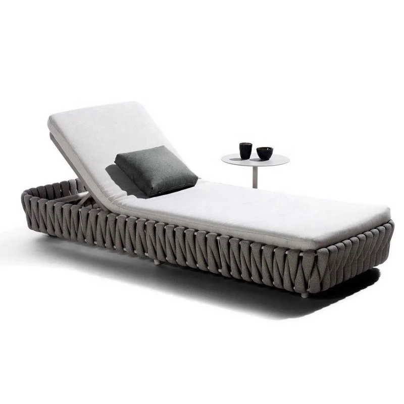 Hotel Villa  Outdoor Sun Lounge Furniture  Rope Wicker  Swimming Pool Sun Bed  Beach Sun Lounger