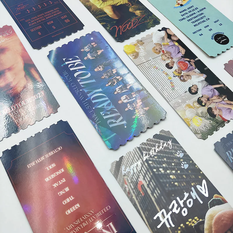Double sides printed  laser Creative Personalized idol design Concert Event  kpop photocard Paper Tickets as gift