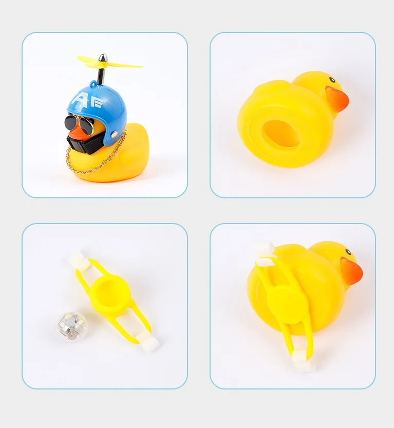 Wholesale Motorcycle Bike Bell Broken Wind Duck Riding Light Cycling Accessories Small Yellow Duck Helmet Child Horn