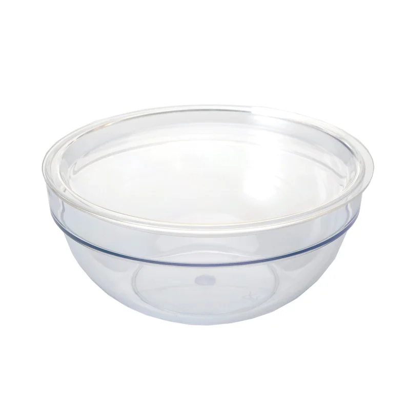 Штабелируемая миска для смешивания с крышкой, круглая сервировочная миска 700 мл, многоразовая как SAN, прозрачная пластиковая Салатница