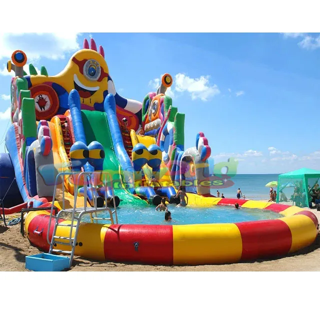 Amazing outdoor playground toboggan gonflable juegos inflables acuaticos inflatable water slide with pool