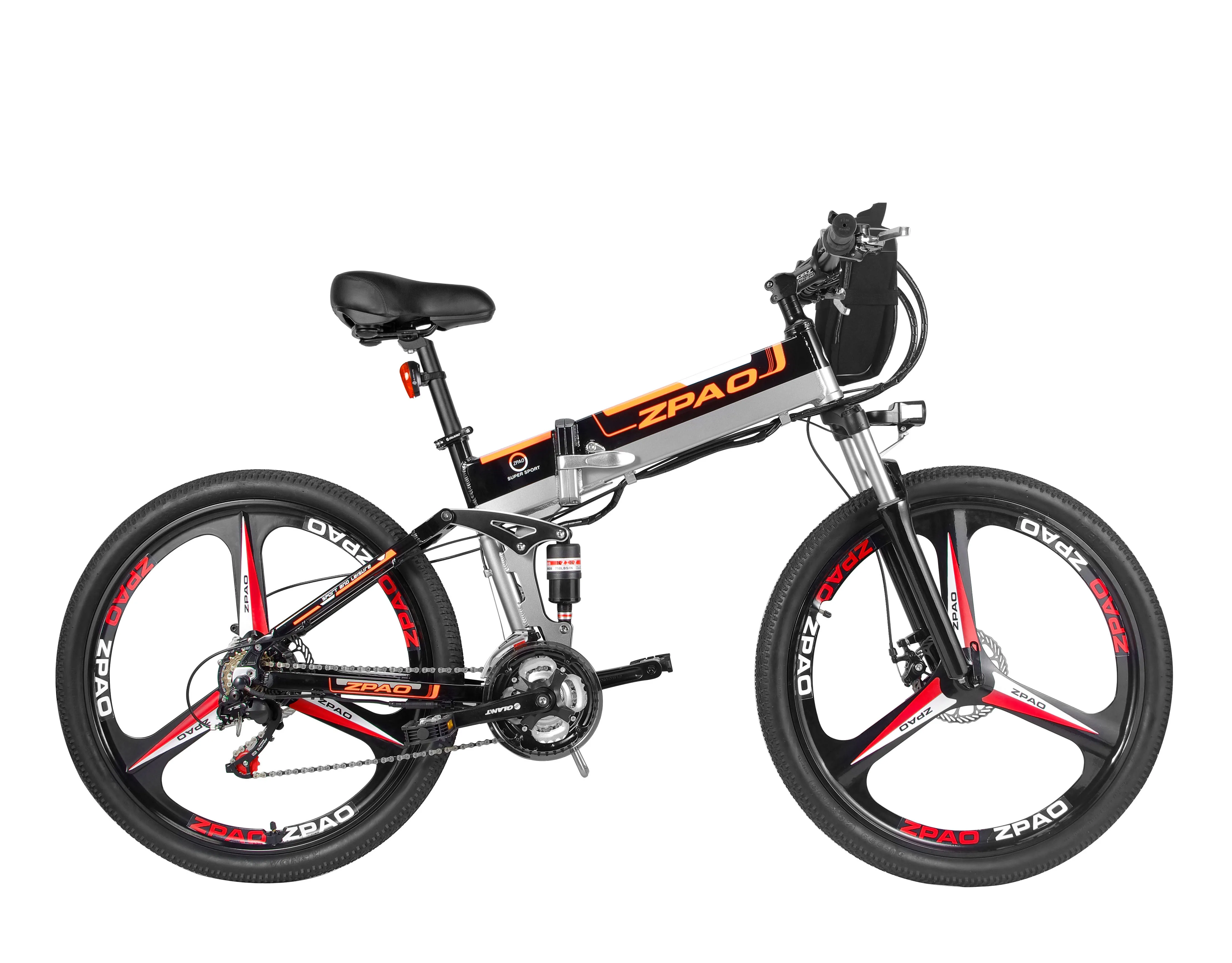26 Inches Long Range Foldable Electric Bike 21 Speed Full Suspension EBike With Double Battery Cheap Electric Bicycles For Sale