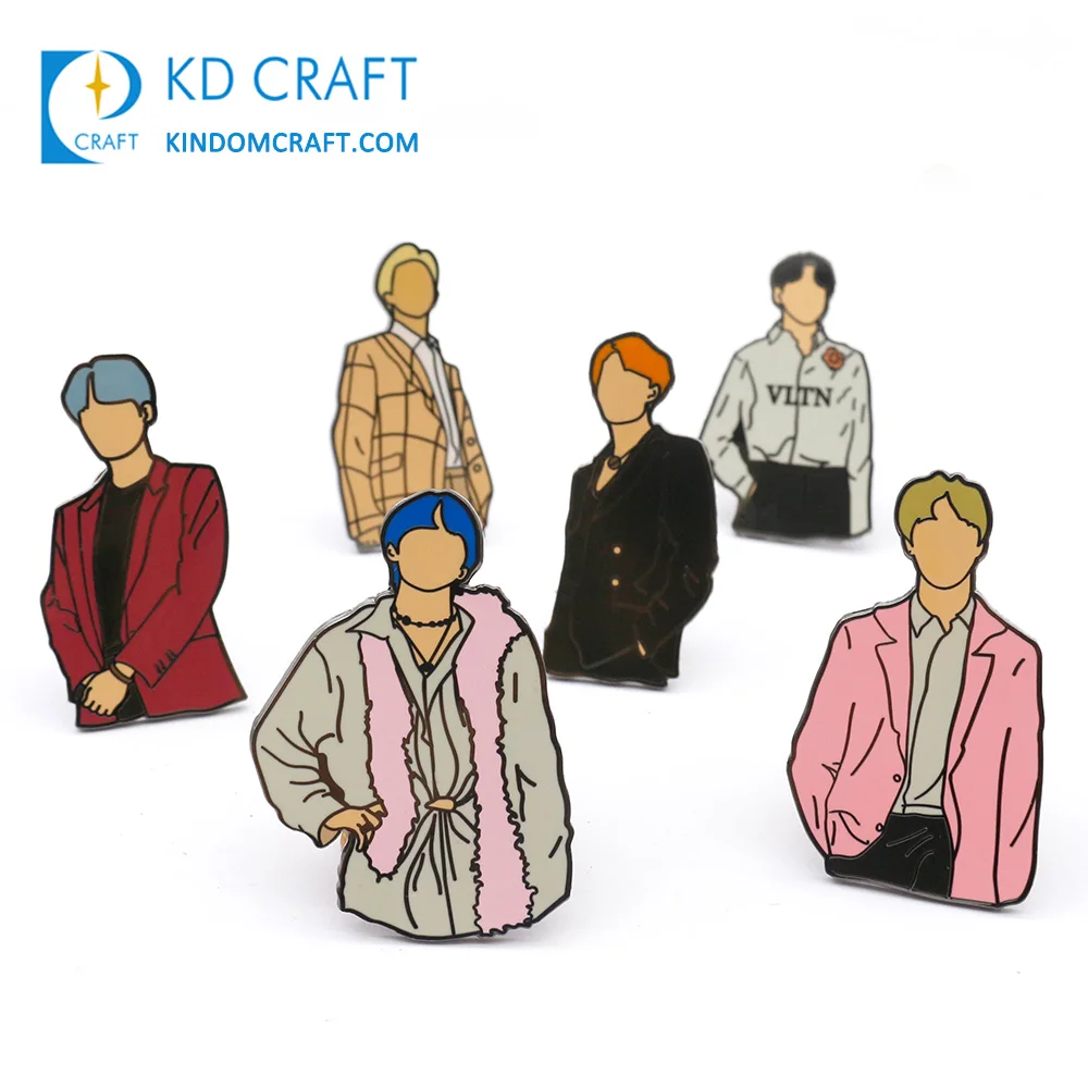 High quality custom metal hard enamel label pins love kpop symbol flower boy korea idol lapel pins