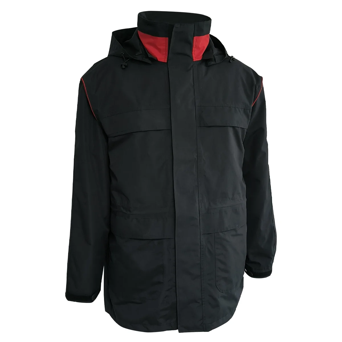 Custom Winter Black Work Jacket Men Polyester PVC/PU Coated Workwear  Outdoor jacket Waterproof  Rain Jacket