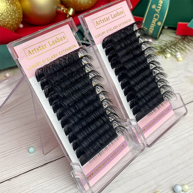 Mega Volume Fan Eyelash Extension Tray Vendor Matte PBT Fiber 5-25mm Silk Mink Cashmere Lash Extensions