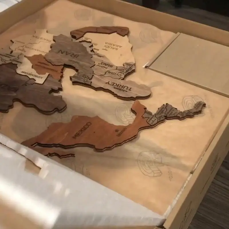 Wooden Maps Suitable for home and office diy wall art decoration Wooden world maps