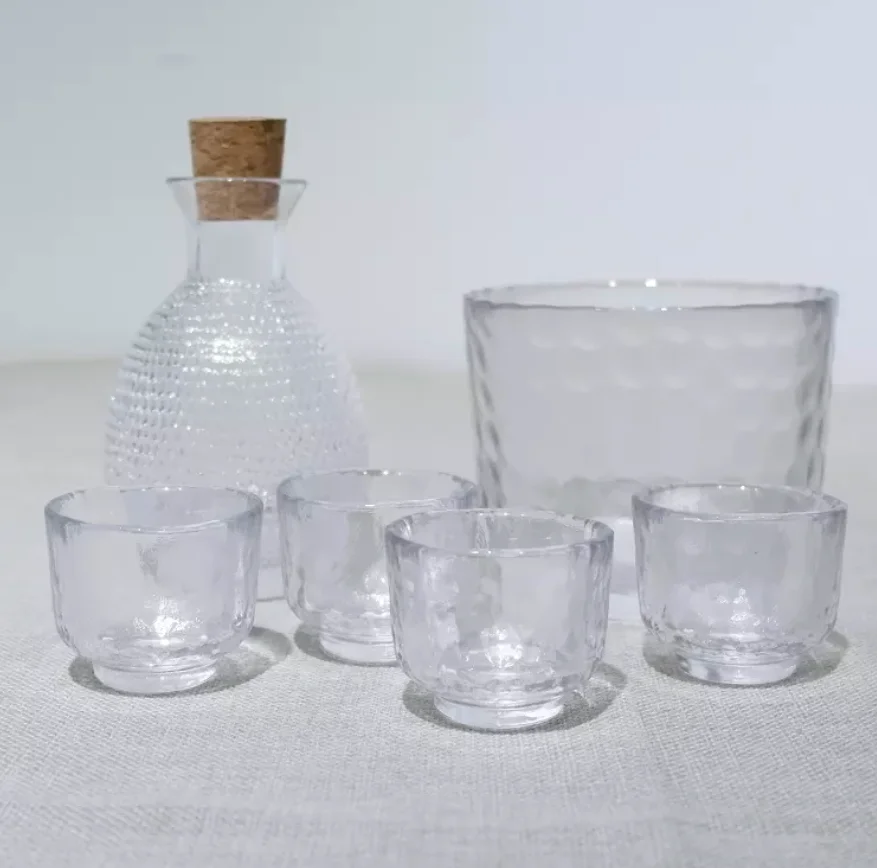 Japanese Hammer Sake Set Clear Glass Wine Set With Wine Dispenser Ice Bucket