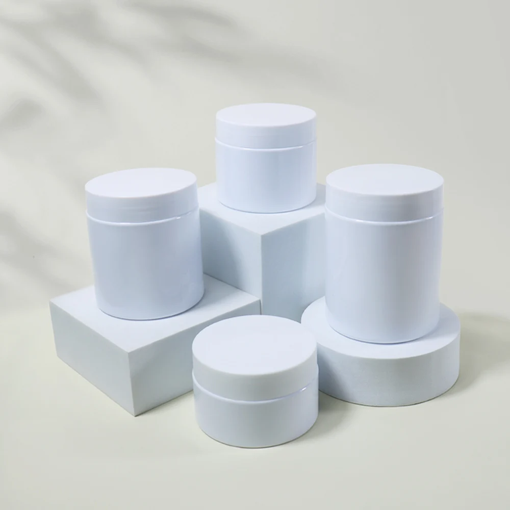 Custom White 8oz Skincare Packaging PP Powder Jars 250ml 500ml Plastic Body Cream Plastic Jar With Lid