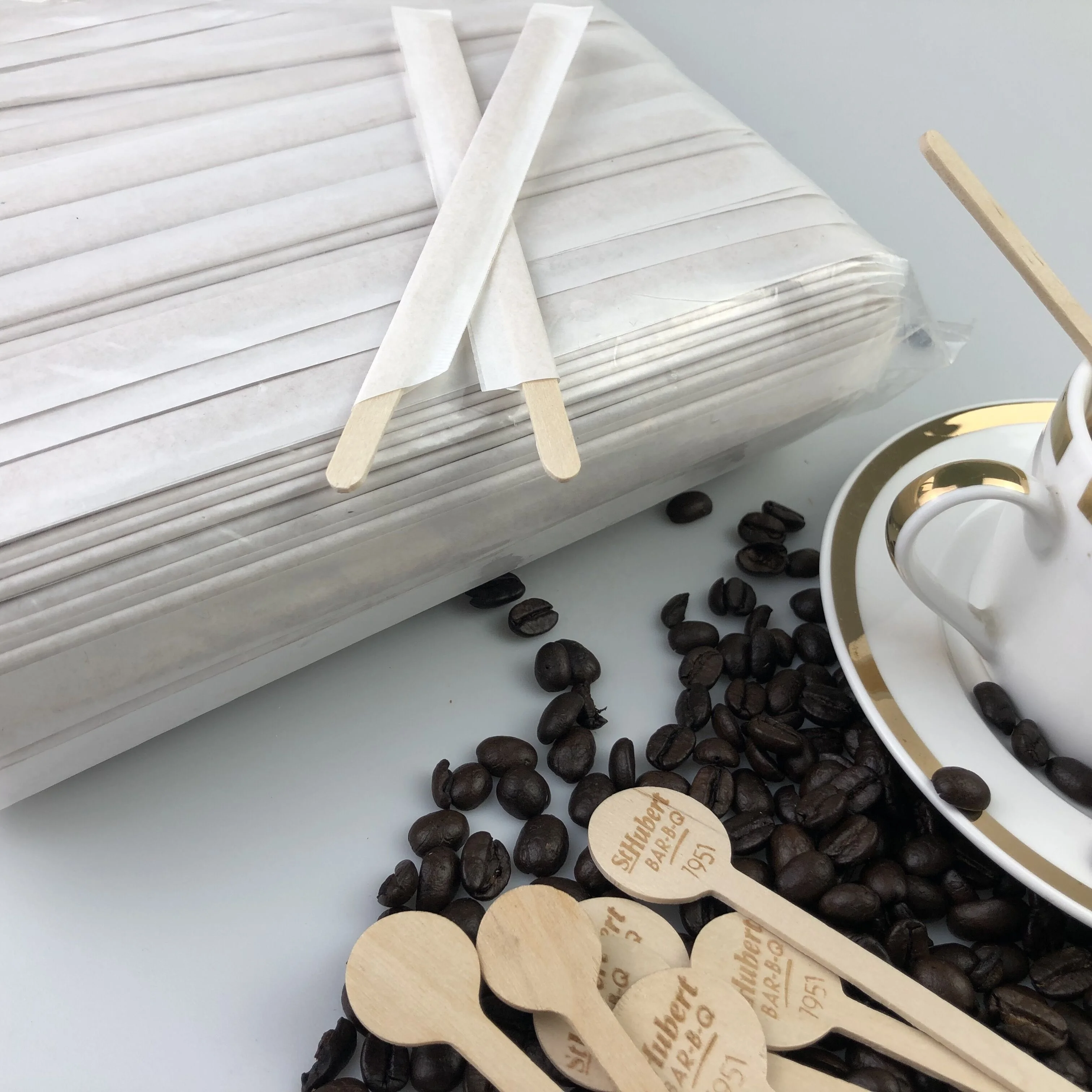 Wholesale New Product Round End Birch Wooden Stirrer Coffee