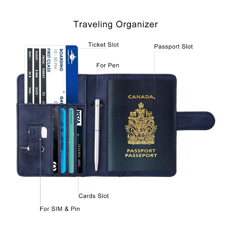 Factory wholesale rfid canadian passport holder cover pu leather canada