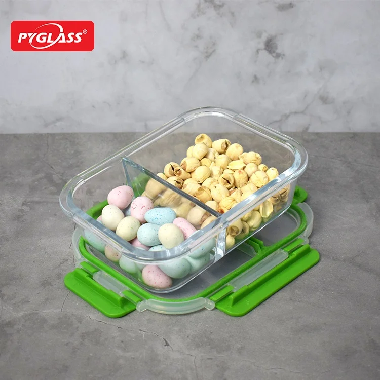 Glass food storage container set lunch box containers with locking Lid