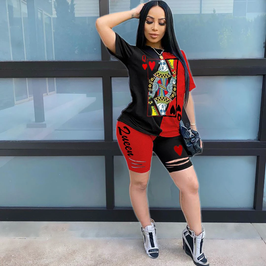 drop shipping 2 piece set women plus size poker set hollow out womens clothing sets 2 pieces