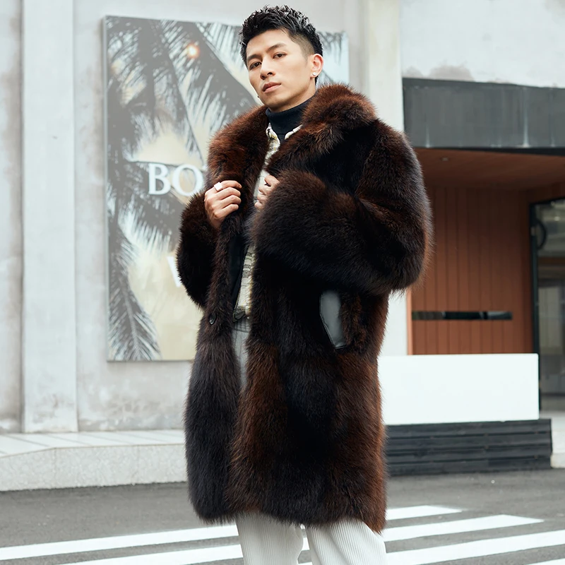 Мужская зимняя одежда блейзер с капюшоном и мехом пальто большого размера великолепная Двусторонняя куртка в австралийском стиле