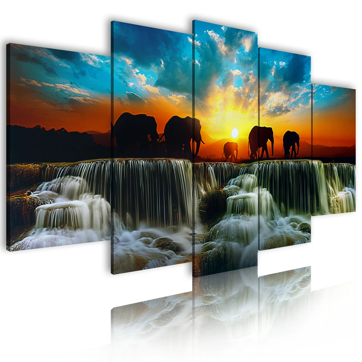Wall Decor  African Art Canvas Modern Abstract Painting Tree Landscape Custom Print European Home Decor 5 Panel Painting