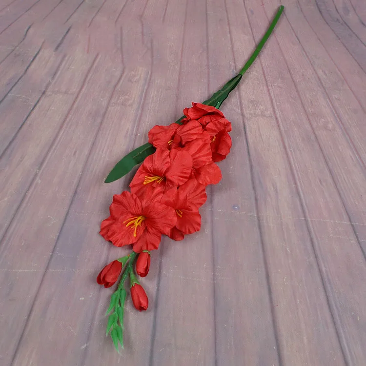 2023 New Realistic 1Pc Artificial Simulation Gladiolus Flower Stem Wedding Bouquet / Posy Table Arrangement Home Decor 8 Colors