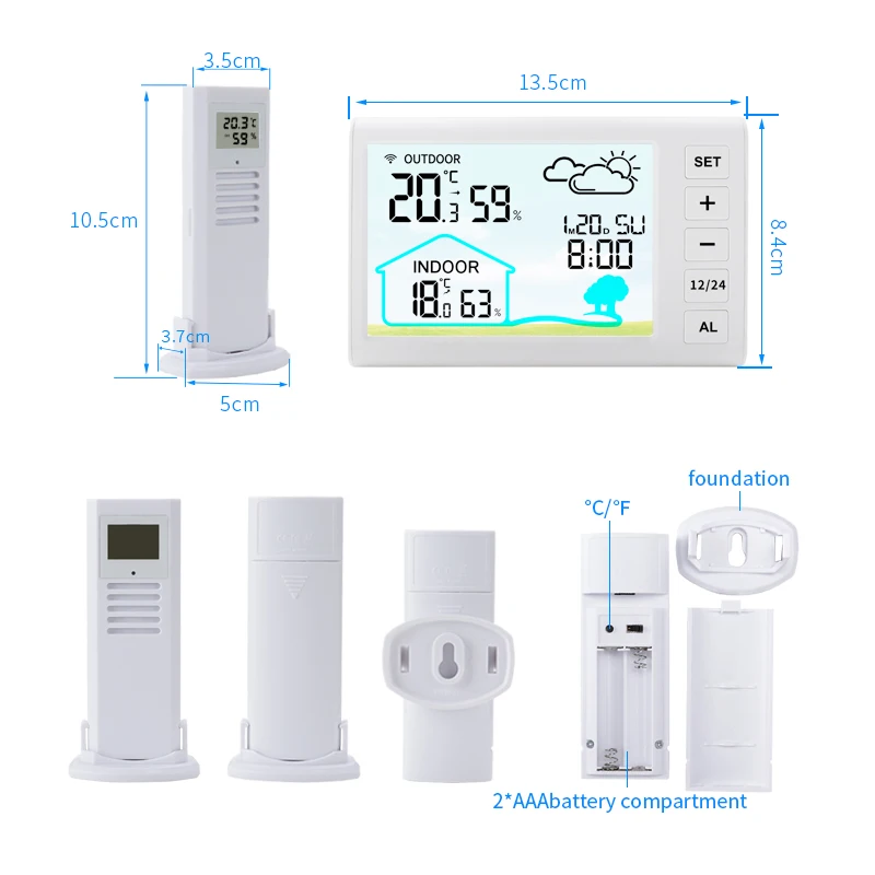 Thermometer And Hygrometer Indoor Digital Mini Lcd Wall Wireless Multifunctional Mimi Clock With Humidity Weather Station