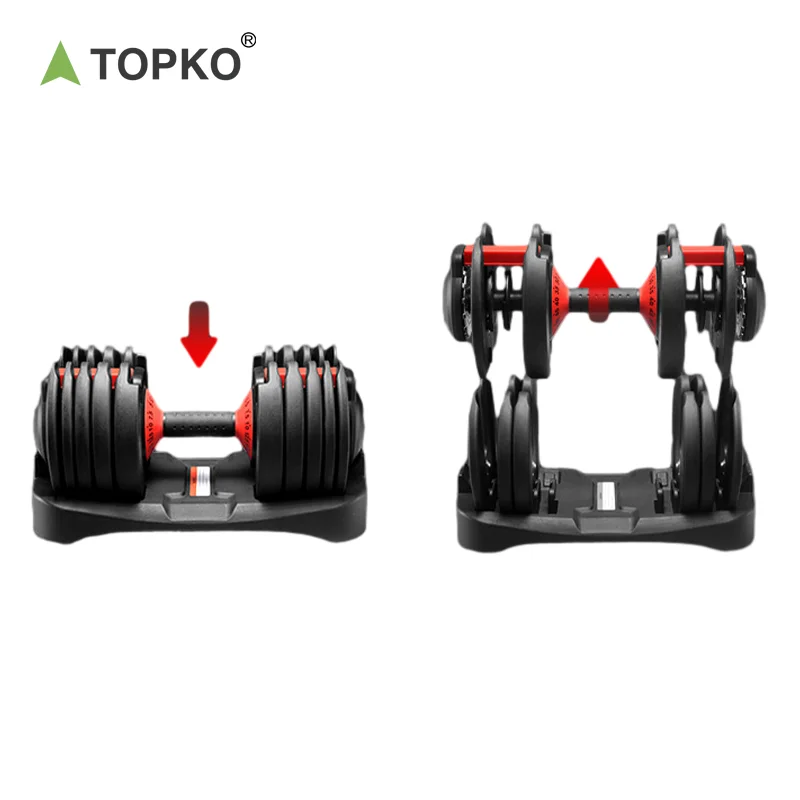 TOPKO Gym Equipment Fitness Steel Dumbbell Sets Quick Lock Adjustable Dumbbell