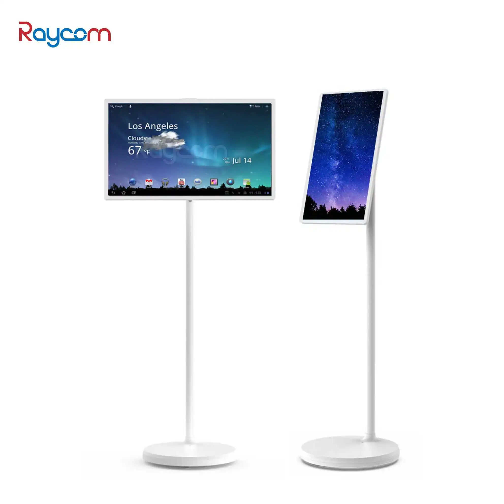 Smart Portable Touch Screen 21.5 inch smart screen touch screen portable tv movable rechargeable white 4+64GB lcd smart TV