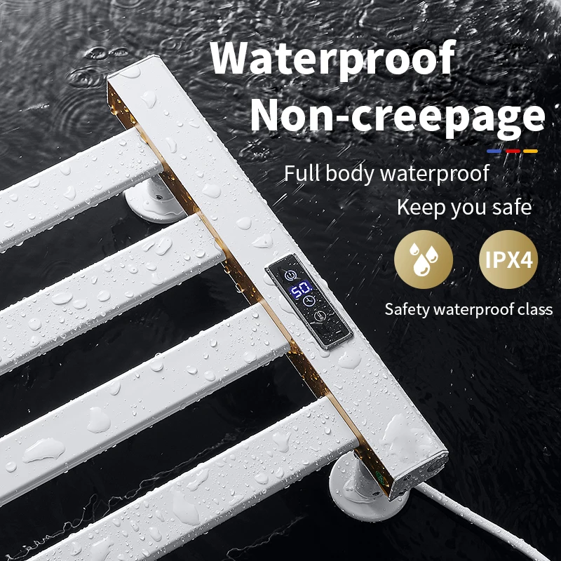High Quality Aluminum Adjustable Temperature Non-Punch Wall Mounted Electric Heated Towel Dryer Electric Towel Rack