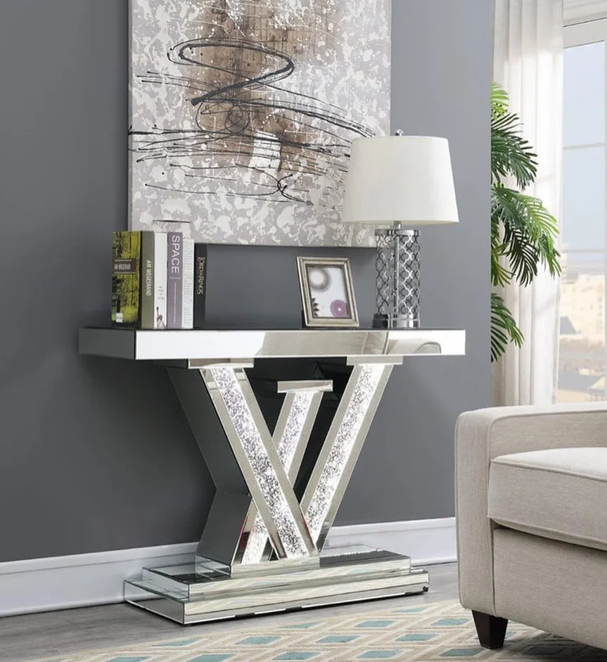 Modern bluetooth speaker side table console table with wall mirror decorative home living room furniture set