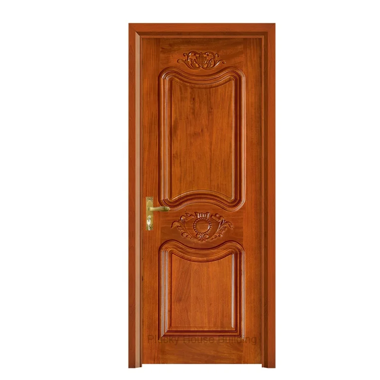 Foshan Factory Interior House Room Single Solid Oak Wooden Door with Frame