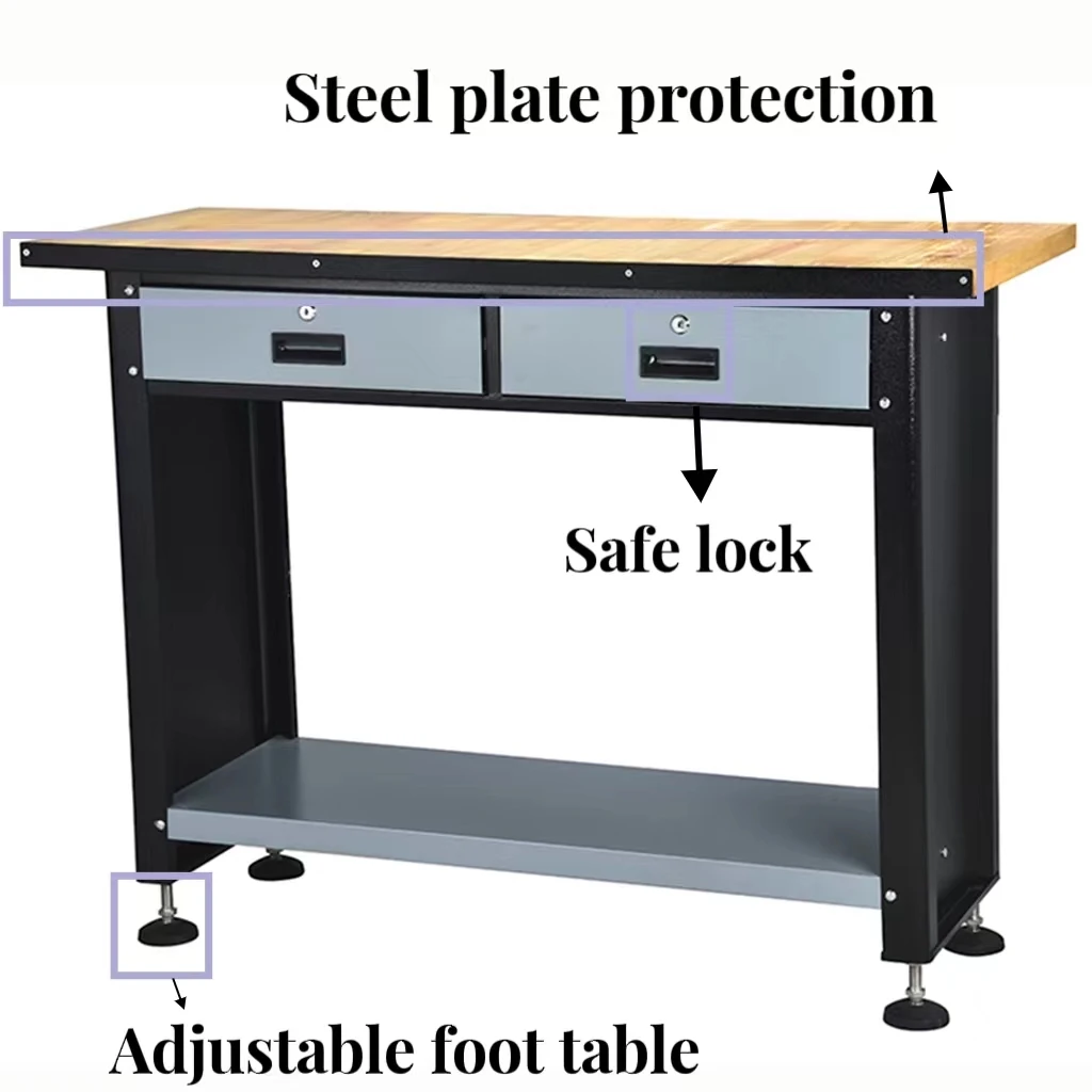 Heavy Bearing Convenient And Beautiful Work Table With 2 Drawers Safety Lock For Auto Repair And Maintenance And Home