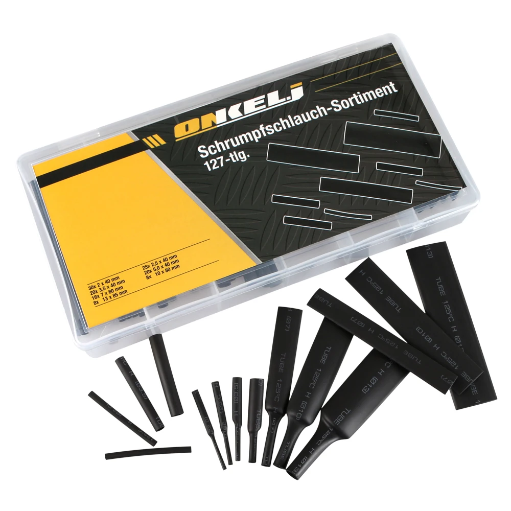 127pcs/set Assorted Heat Shrink Tube Black Wire Wrap Electrical Insulation Cable Sleeving 2-13mm