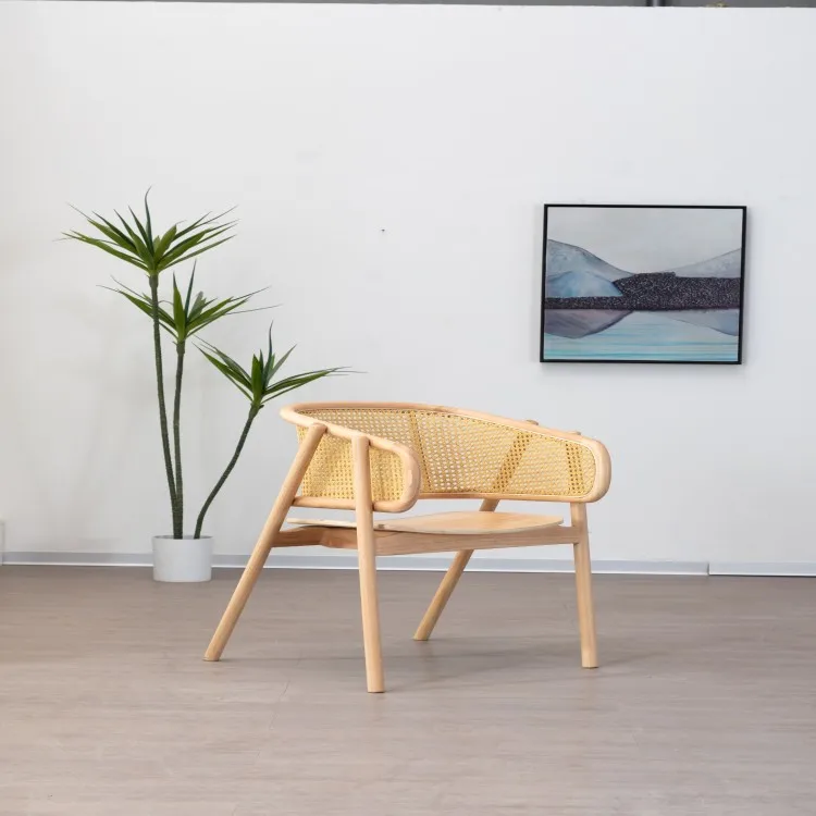 Nordic Wood Dining Chair furniture Restaurant Rattan chair woven wicker dining chair