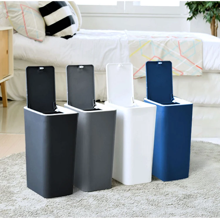 Bathroom Trash Can with Lid Bathroom Trash Bin with Press Lid Small Trash CanSlim Garbage Cans/Waste Basket