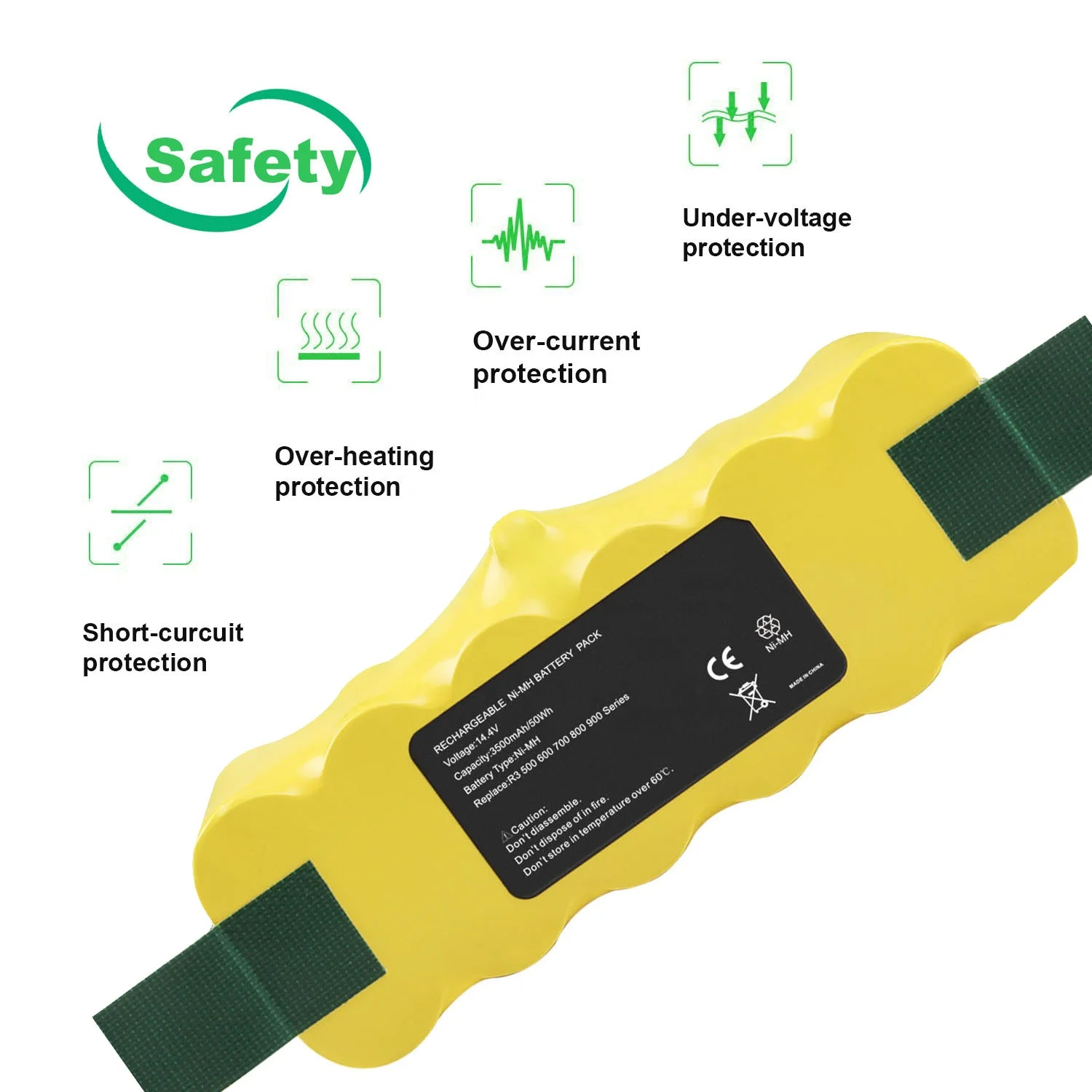 Replacement 14.4v 3500mah Robot Vacuum Cleaner Ni-MH Robot battery for iRobot  Roomba 500 550 600 610 700 series