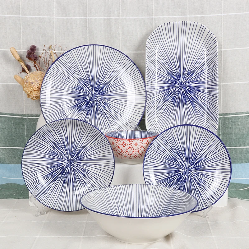 Hot Sell New European Modern Tableware Custom Pad Printing Ceramic Dinnerware Porcelain Dinner Sets