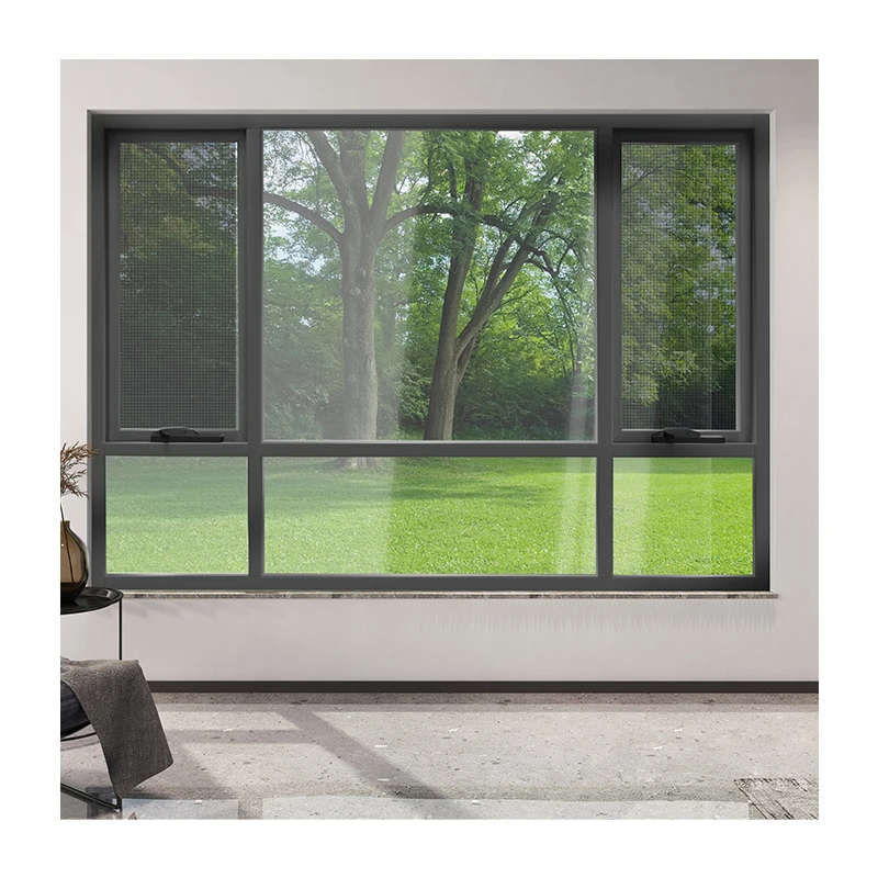 As2047 Aluminum Alloy Awning Window Manual Control Chain Winder Double Tempered Glass Aluminum Windows For Villa Hotel