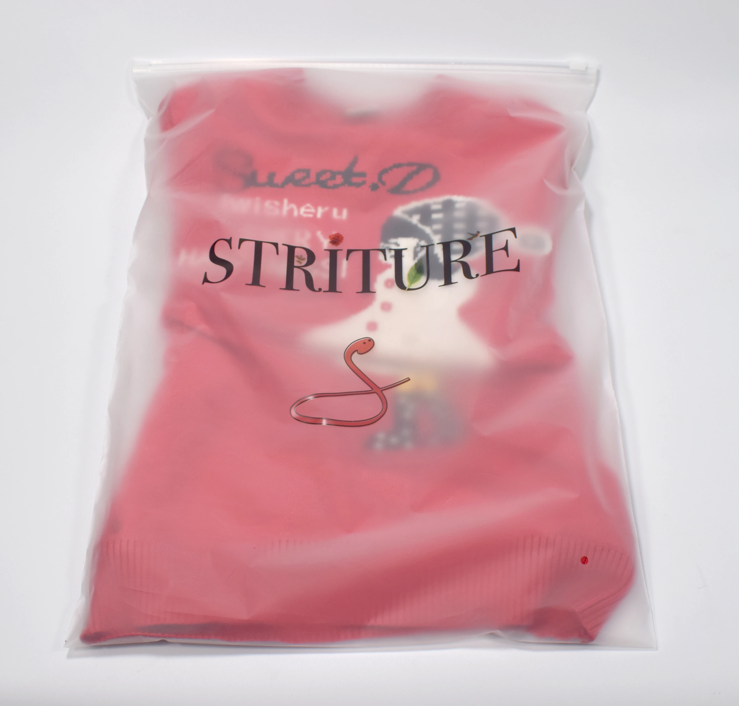 Custom With Logo Clothes Packaging T Shirt Zip Lock Zippered  Frosted Plastic Zipper Bag For Clothing