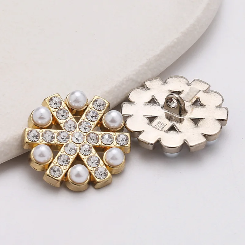 Metal Rhinestone Pearl Buttons Embellishments Pearl Brooch Pearl Pendants for Craft Wedding Bouquet Jewelry Making Clothes