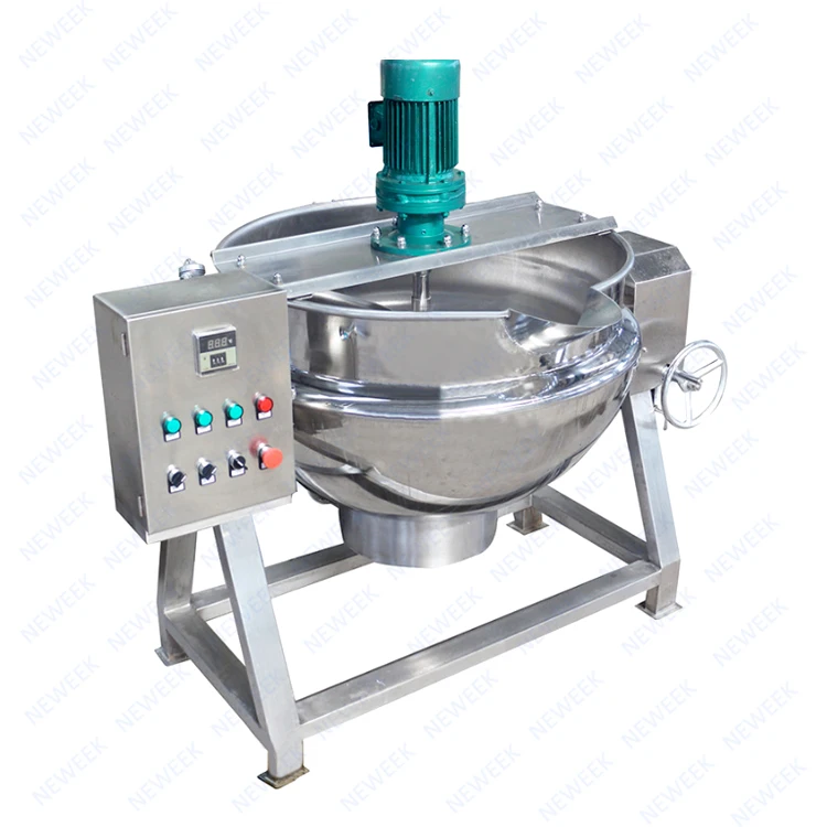 NEWEEK Commercial Tilting type Jam oil sauce electric gas heating jacketed cooking pot candy cooking kettle with agitator