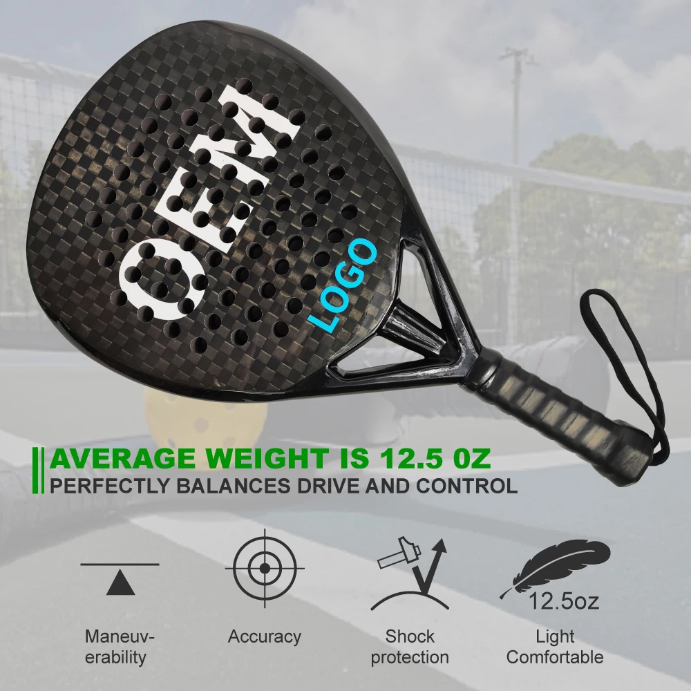 Good Quality 24K 9.1 Black Carbon 6K Eva Foam Soft Reanox Padel Racket