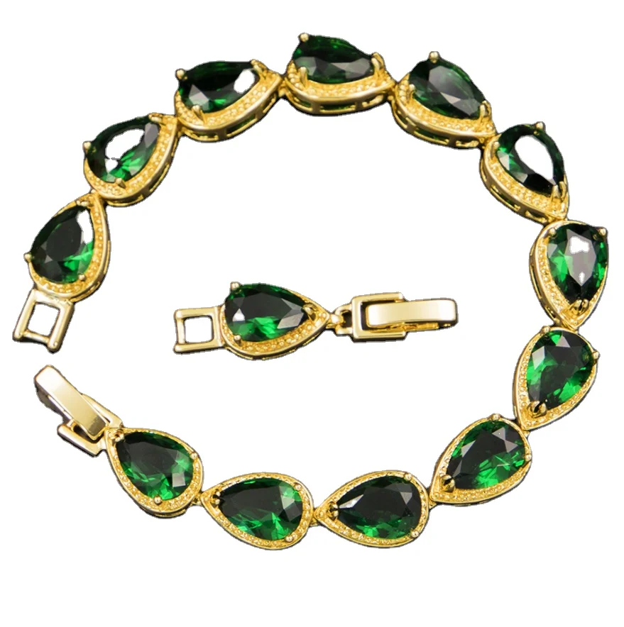 Green Emerald Jewelry Set Sterling 925 Silver Plating Platinum Zircon Necklace Set Sapphire Zircon Jewelry Set For Woman Gift