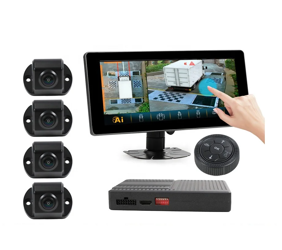 Высокочеткий 3D 1080P панорамный сенсорный экран монитор Фургон Грузовик AI 360 Вождение задним ходом камера наблюдения за птицами система мониторинга