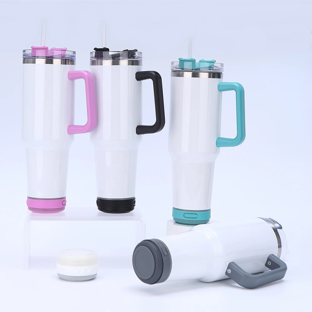 Wanto 40oz Free Shipping Sublimation Insulated Wine Double Layer Bluetooth Tumbler Cups With Handle And Straw