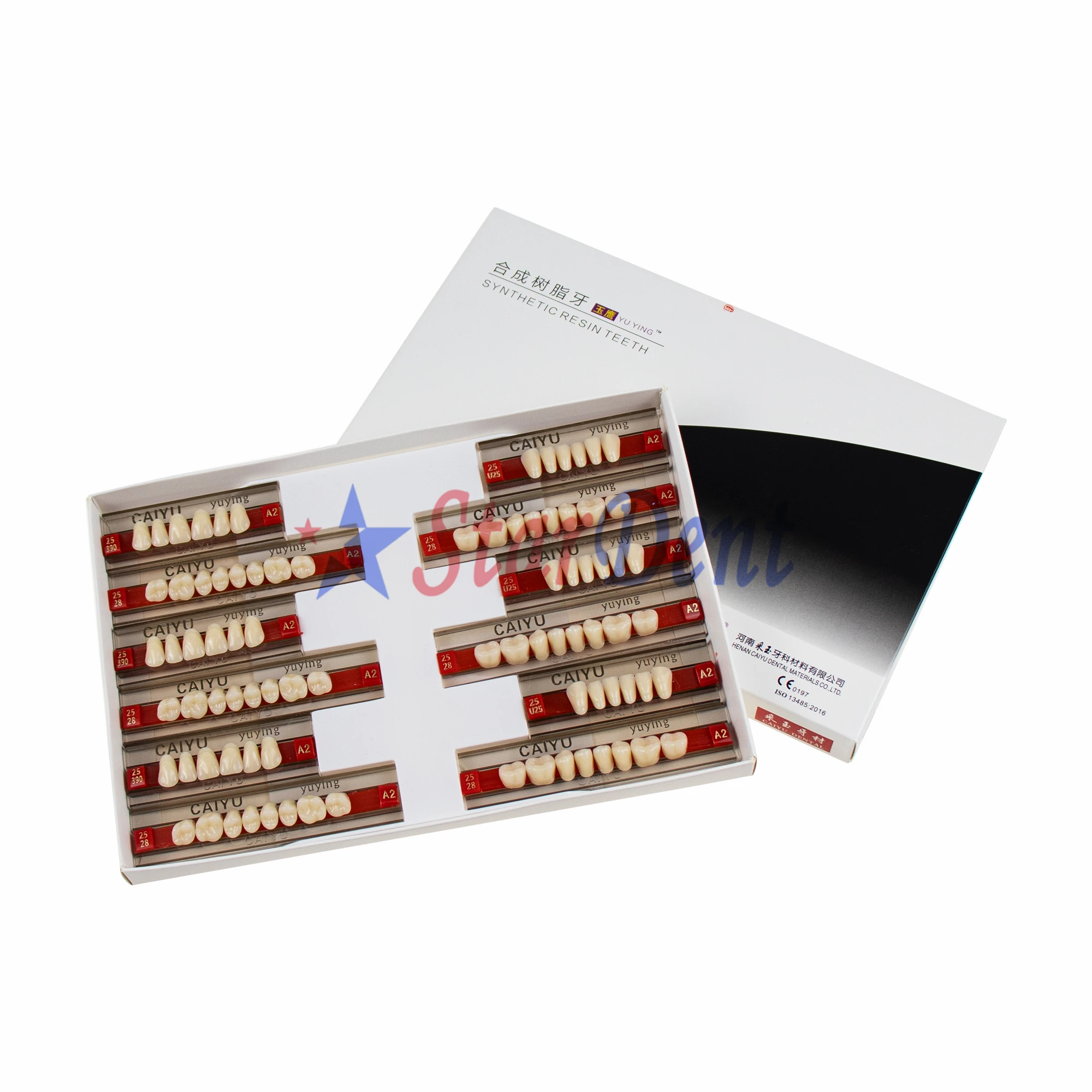 High Quality Dental Full Set (28PCS/set) Caiyu Synthetic Resin Teeth with Two-Layer Color Series