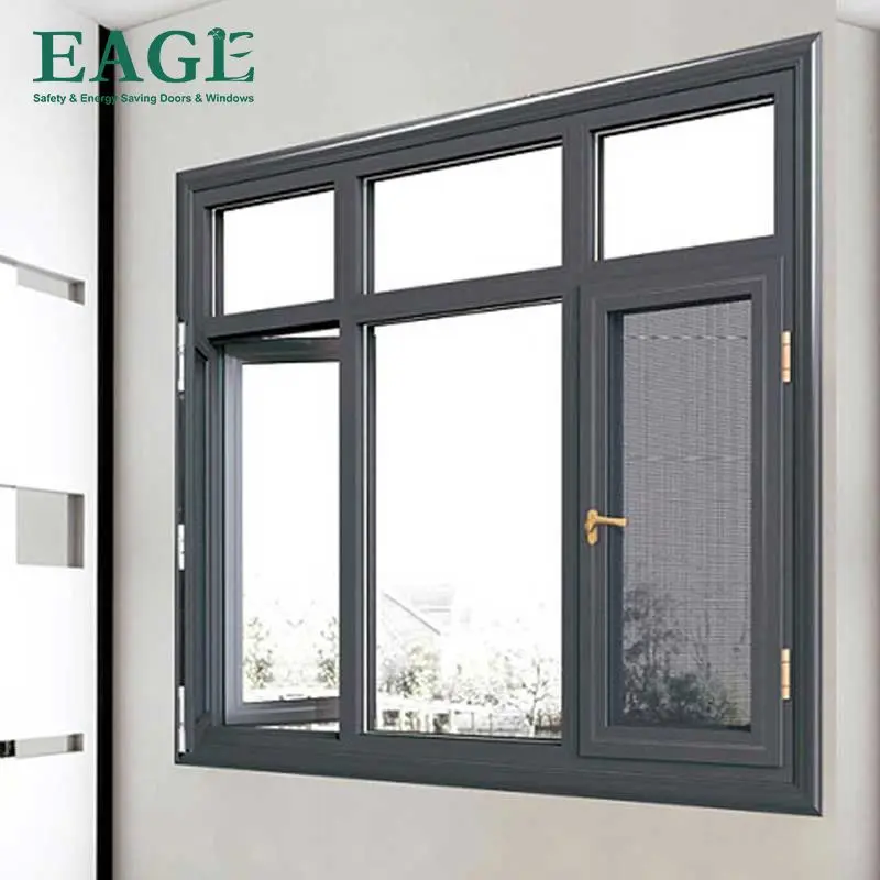 Modern aluminum windows swing top hung  tilt turn open way for option