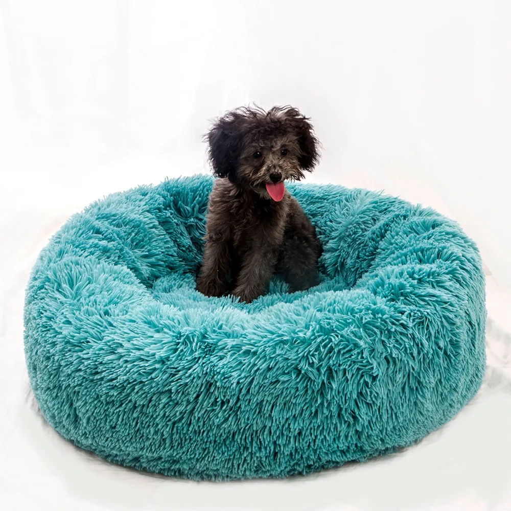 
OEM Round Plush washable with Zipper House Dog Mat Winter Warm Sleeping Cats Nest Soft Long Plush Dog Basket Cat Dog sofa Bed 