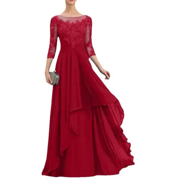 gown evening dress elegant casual women formal chiffon mesh sequin long sleeve maxi dresses