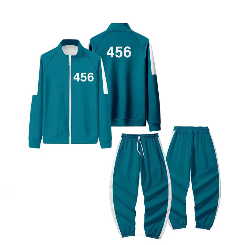 Брюки и пальто из игры кальмар, весна-лето и осень, костюм Li Zhengzai, спортивная одежда, футболка для периферийных игр для мужчин и женщин